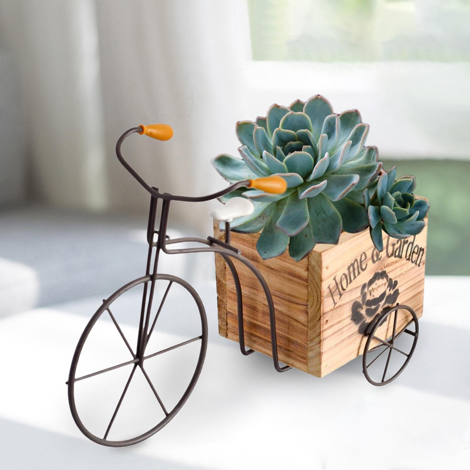Ronyme Fahrrad Blumentopf Fahrrad Pflanzer Ornament Blumentopf Dreirad  Pflanzenstnder Holz Blumenkasten fr Innenhof Fensterbank Regal,  Holzfarbe: Amazon.de: Garten