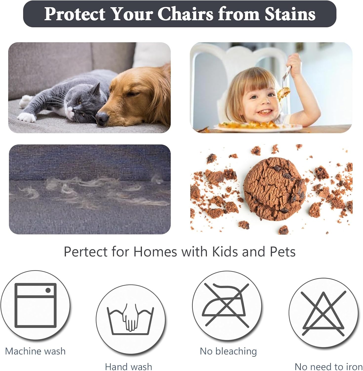 Curved Back Dining Chair Covers with Armrest, Stretch Accent Dining Room Chairs Covers Slipcovers with Arms, Office Desk Chair Covers, Swivel Armchair Cover Protector for Vanity