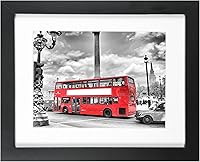 Vista 1 de BOJIN Marcos de Fotos de 8x10 pulgadas Negro, Madera Maciza Muestra Fotos de 6x8 con Paspartú o 8x10 sin Paspartú, Decoración del Hogar de Mesa