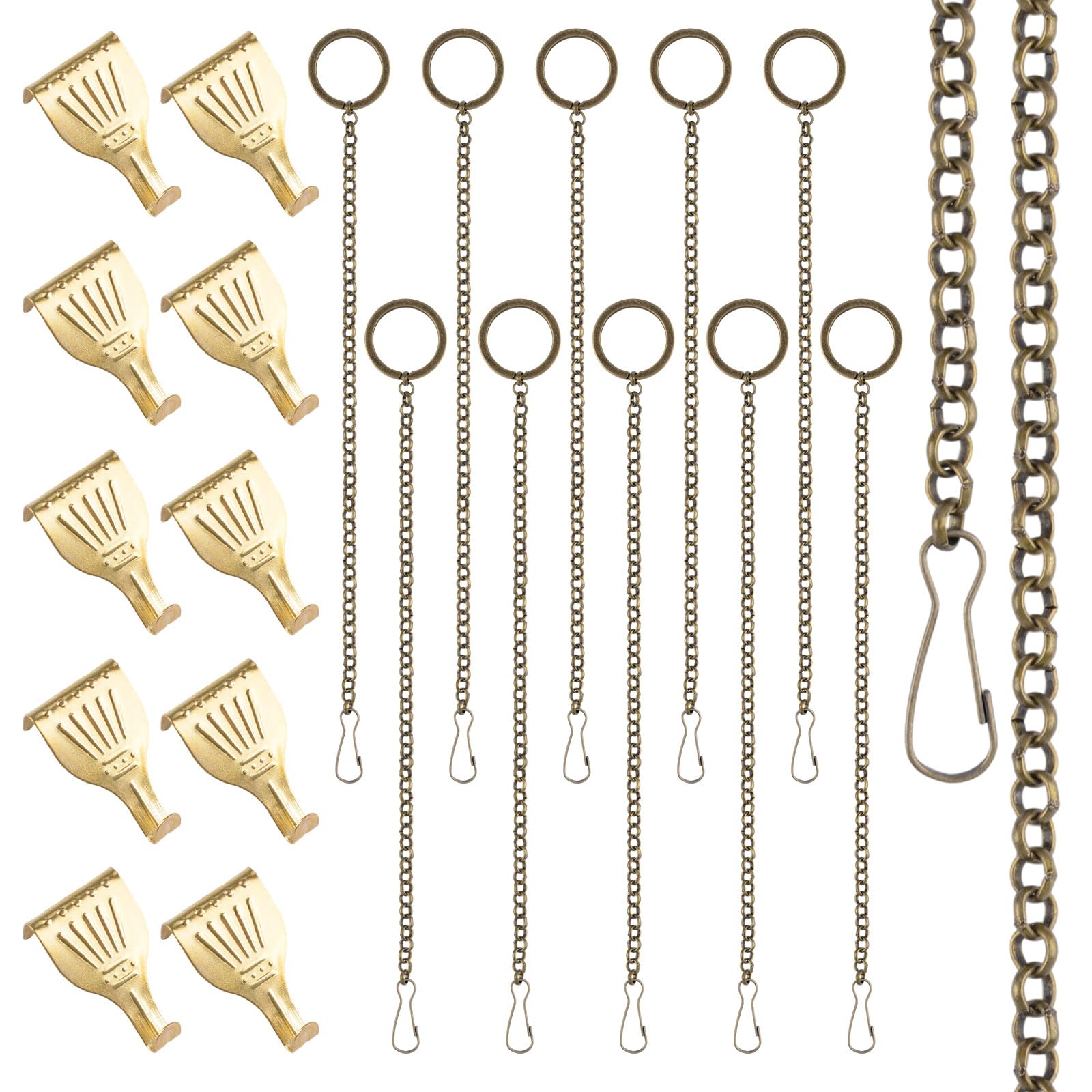 UFURMATE Picture Hanging Kit 10Pcs Picture Rail Hooks with 10Pcs Chains, Picture Display Hanging System for Wall Picture, Exhibition(Bronze O-Ring Chain,30CM)