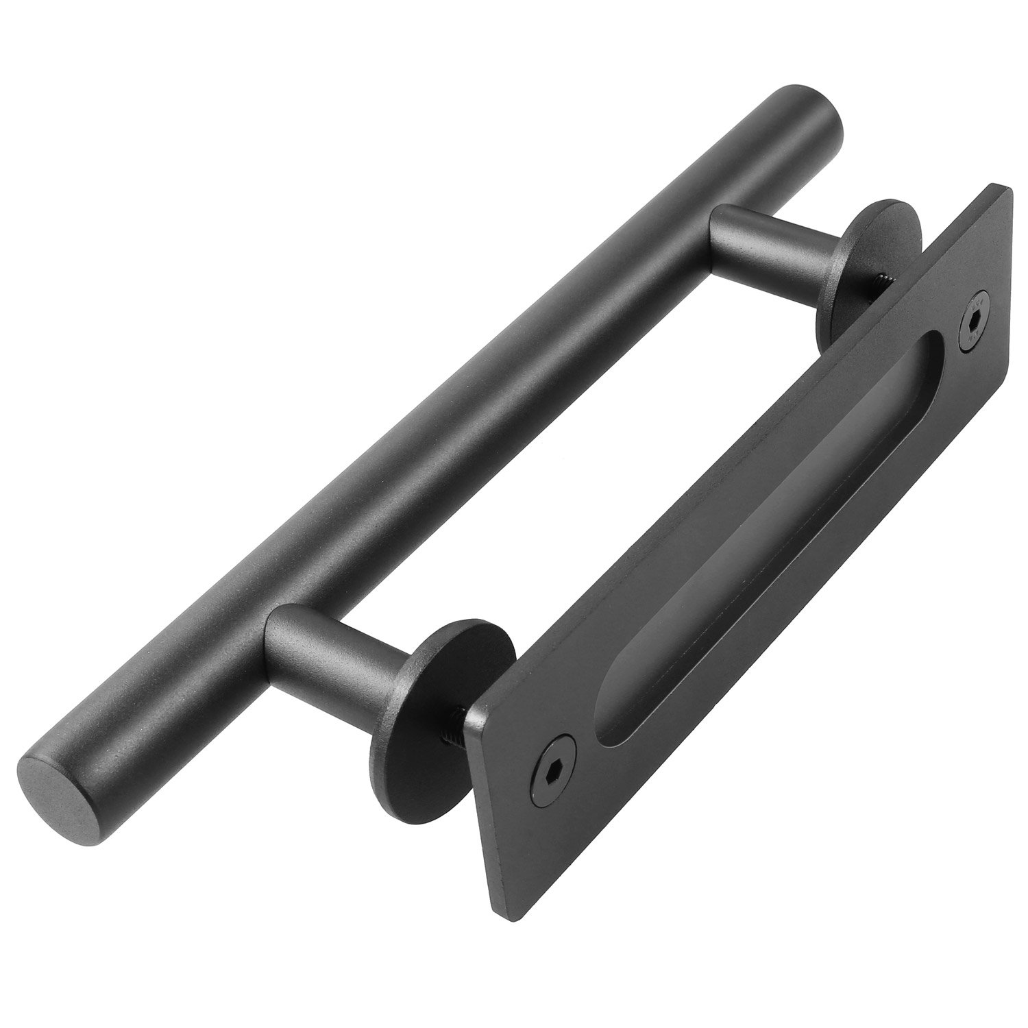Buy FIXKIT 12” Pull and Flush Door Handle Set in Black Sliding Barn