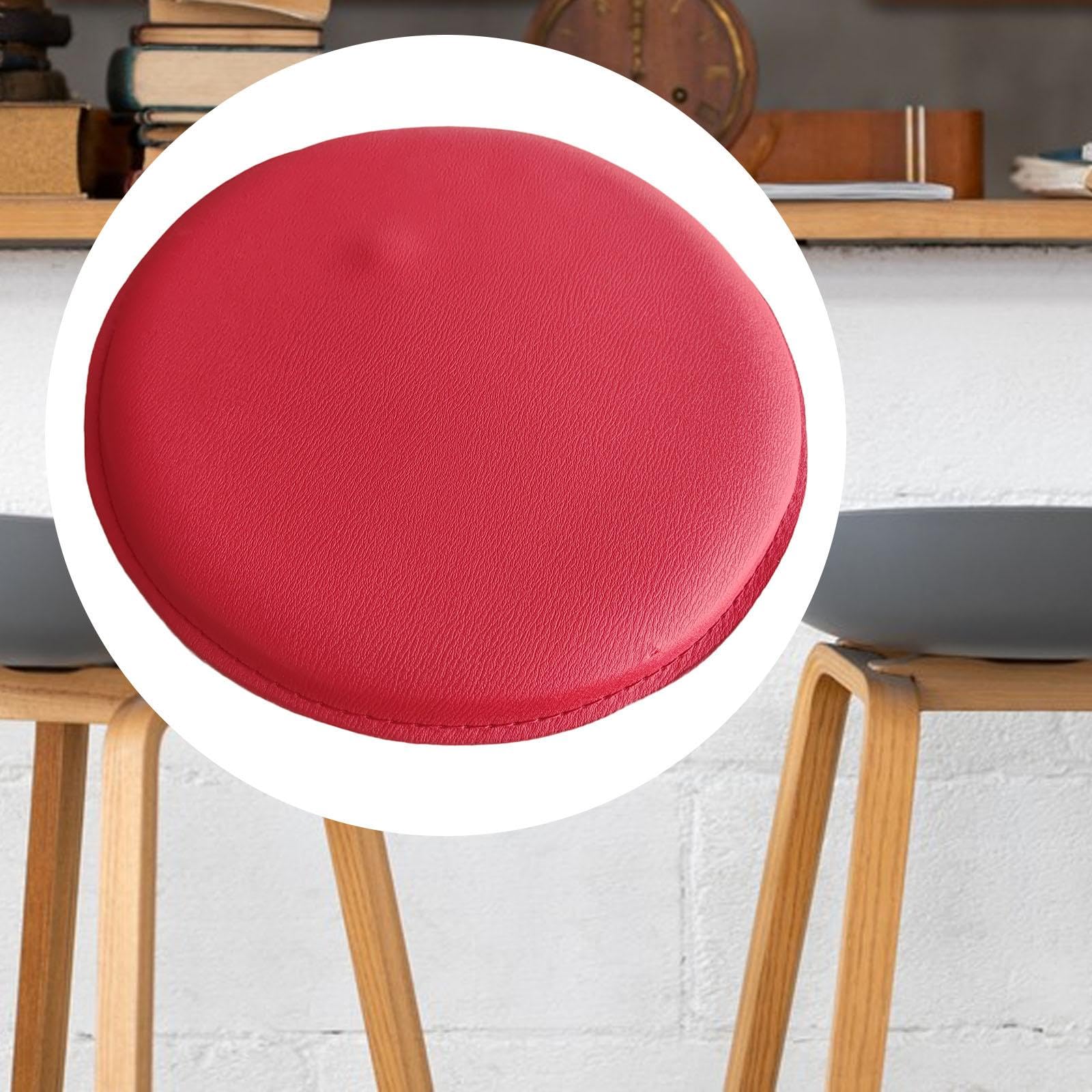 Cojín redondo rojo para taburete de bar, espuma de alta densidad, impermeable, cómodo, tamaño estándar, ideal para cocina y hogar, bar, elegante diseño rojo para comedor y entretenimiento