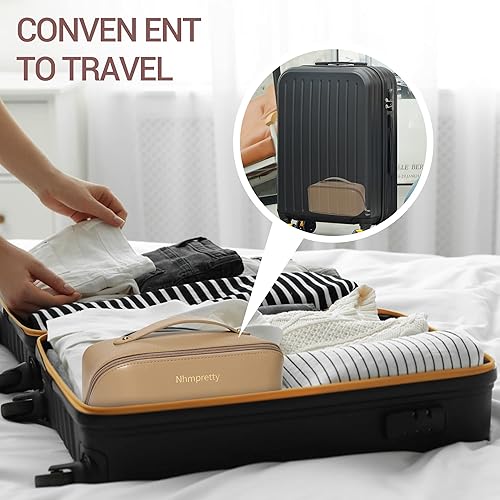 Miniatura 7 de Nhmpretty Bolsa de maquillaje de gran capacidad con cremallera bolsa de maquillaje de cuero bolsa de cosméticos impermeable portátil de viaje bolsa