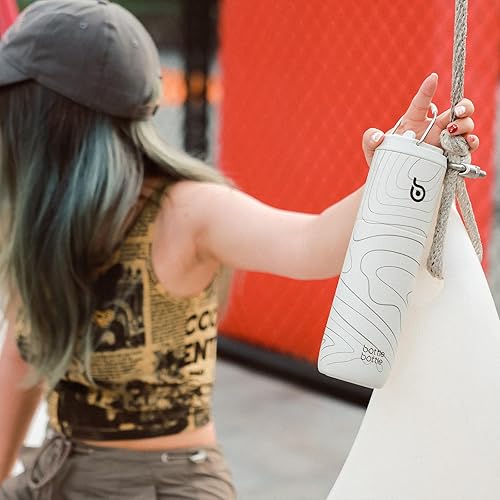 Miniatura 9 de BOTTLE BOTTLE Botella de agua aislada de 24 onzas con tapa de popote y asa para deportes, viajes, gimnasio, botellas de agua de acero inoxidable,