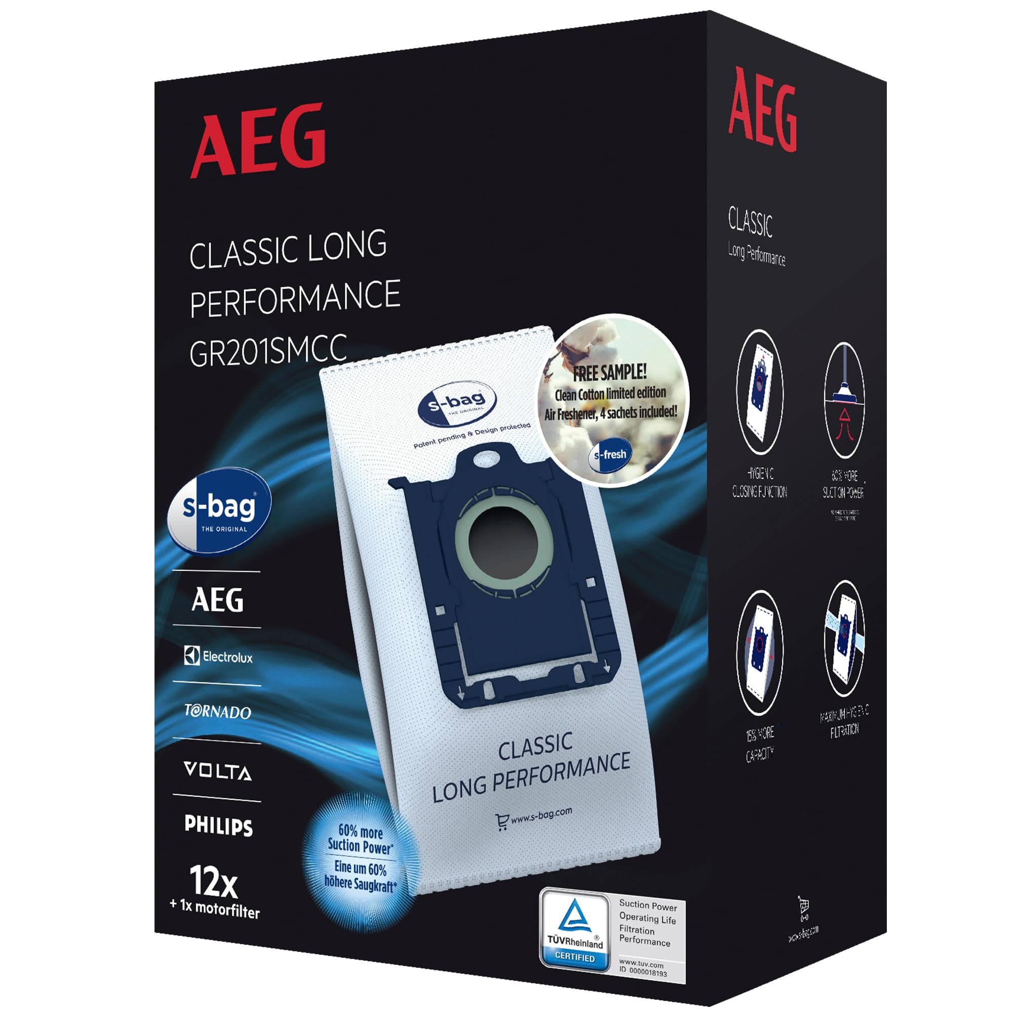 AEG GR201SM Mega Plack S Classic Long Performance Bag, Paper, Blue, White