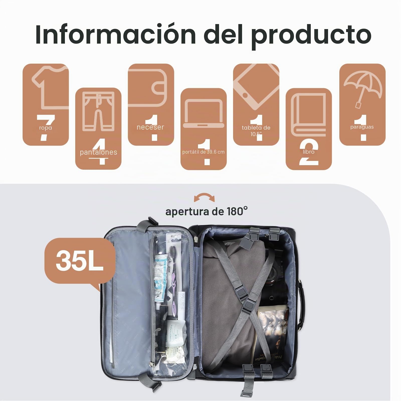 Maletín con Ruedas para Portátil, Maleta de Negocios con Cerradura TSA, Compartimento para Portátil, Bolso de Viaje Impermeable, Negro