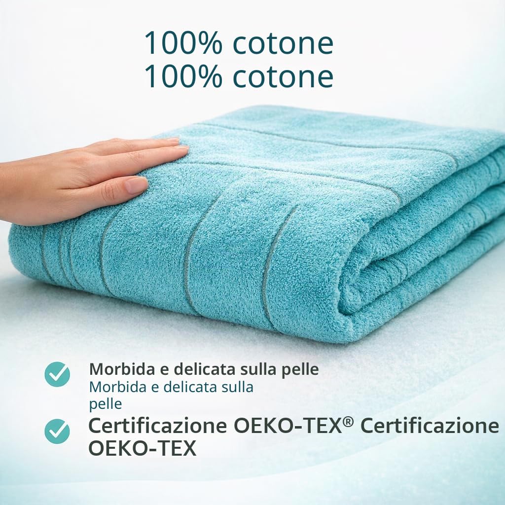 Betz Premium XXL Asciugamano - telo mare grande - asciugamano sauna in 100% cotone - telo mare - 90x180 cm LINES (turchese)