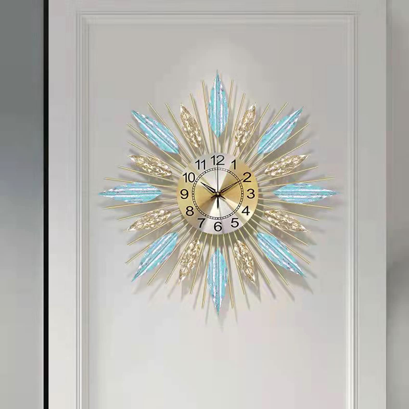 Sunburst Wall Clock, 3D Modern Silent Art Decorative Wall Clock, Stylish Starburst Wall Clock Creative Living Room Bedroom Wall Clock Gifts,5820cm