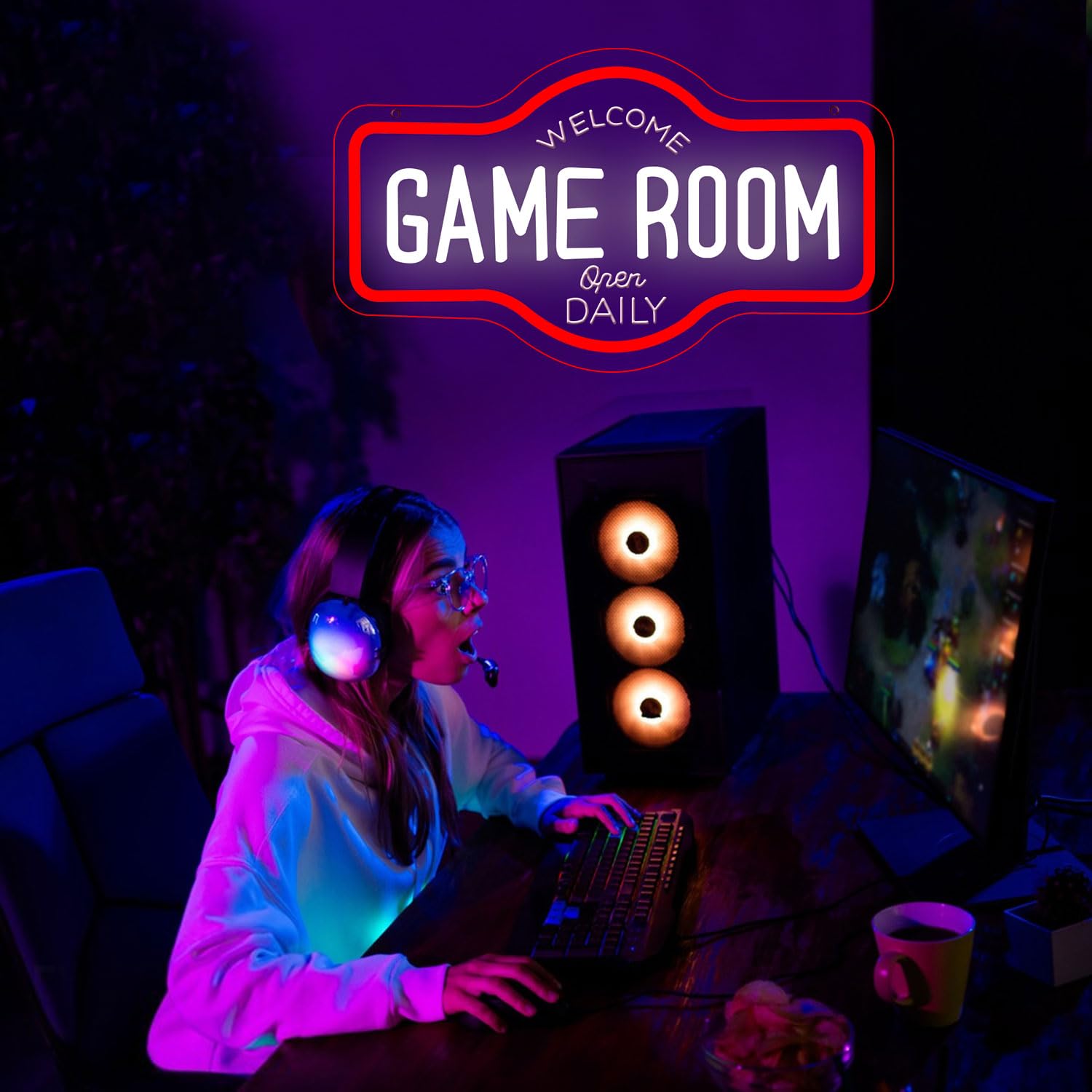 Game Room Neon Signs Led Neon Light per la decorazione della parete Alimentazione USB Decorazione della stanza dei giochi Luce da parete Regali Luci per Ragazzi Teen Gaming Zone Party Camera da letto