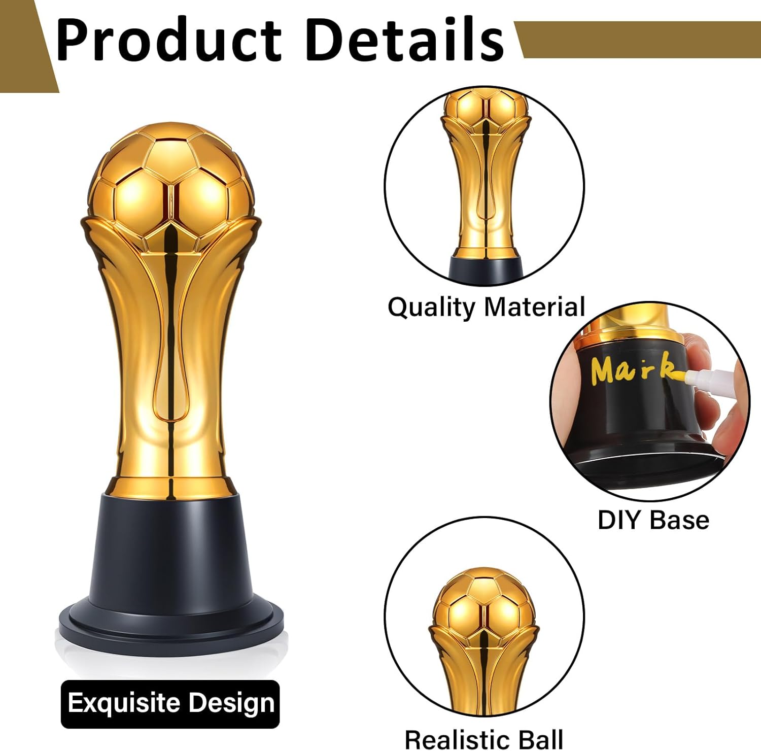 6/12/24 PCS Mini Gold Soccer Trophies 5.8 Inch Plastic Trophy Award Soccer Medals for Team Small Trophies Bulk Championship Game Day Participation Competitions Ceremony Party Favors