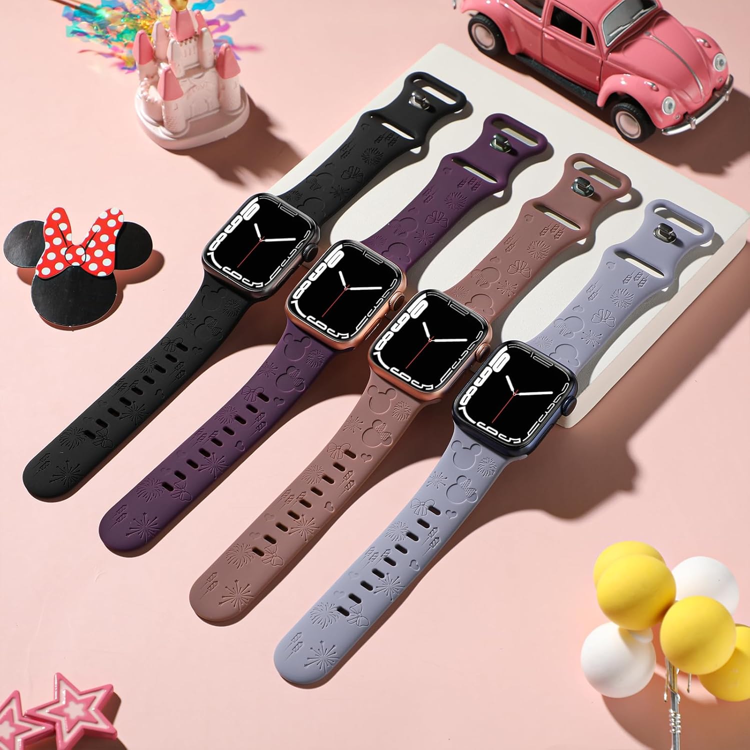10 PACK Engraved Silicone Bands Compatible with Apple Watch Band 40mm 38mm 41mm 42mm 44mm 45mm 46mm 49mm Women Breathable Soft Cute Sport Replacement Strap for iWatch SE Series 11 10 9 8 7 6 5 4 3 2 1