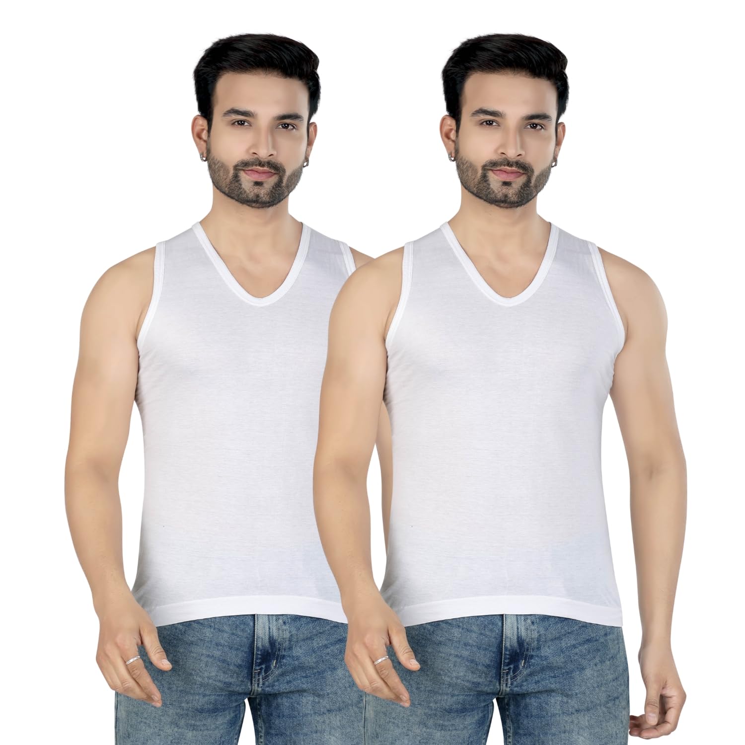 jack pot Men's Cotton V-Neck Vest – Pack of 3, Comfortable Sleeveless Undershirt (Available in Small, Medium, Large, XL, XXL)-picture-33
