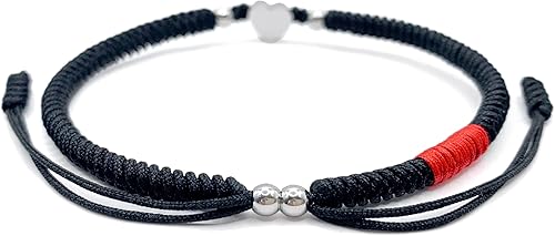 Miniatura 5 de LAMIBEE Pulsera de letra inicial, pulsera de protección y cuerda de la suerte, pulsera negra y roja con tarjeta inspiradora, pulsera de eslabones