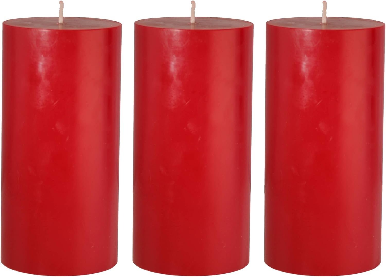 CandleNScent 3x6 Holiday Red Pillar Candles Hand Poured Unscented (Pack of 3)