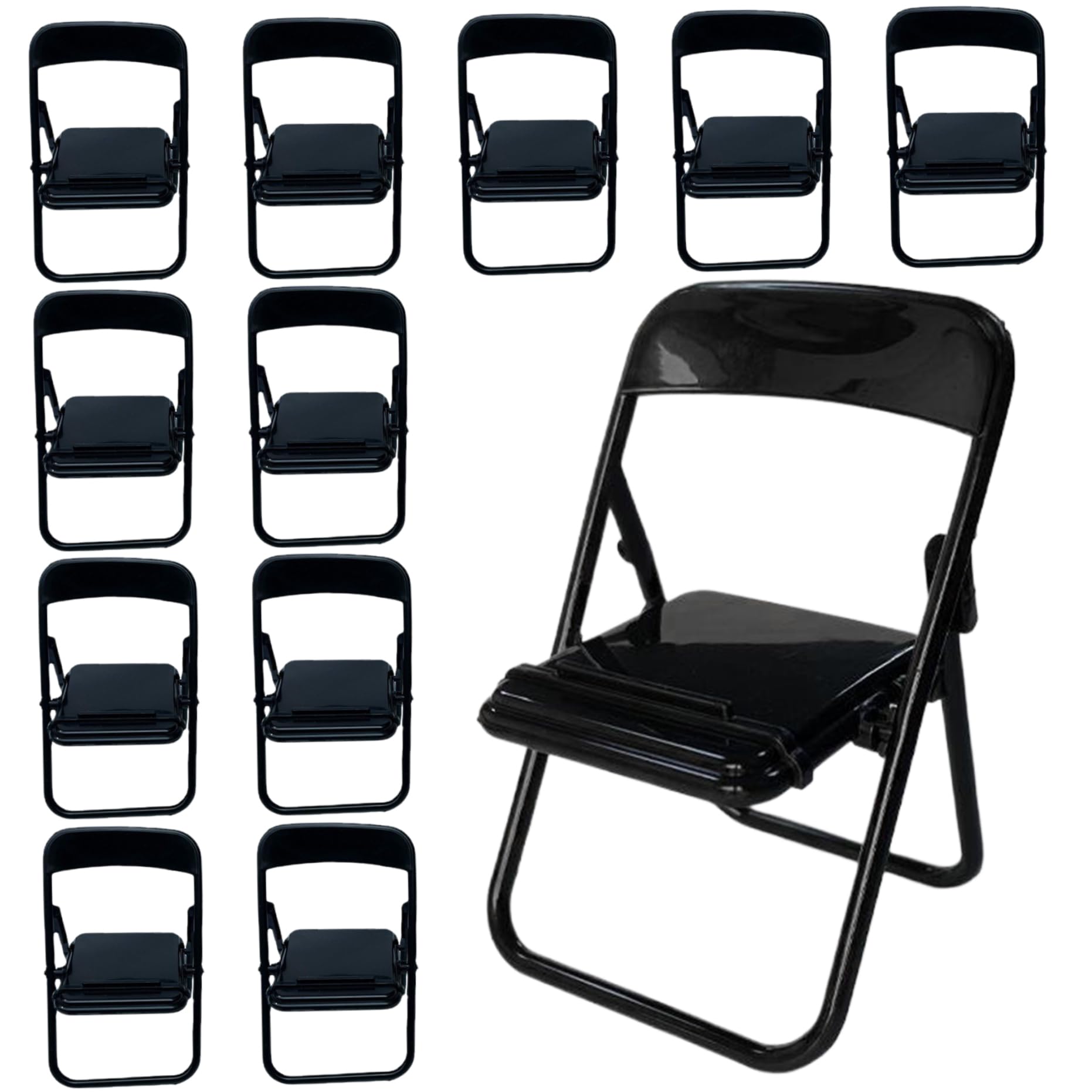 Mini Folding Chair, 12Pcs 1:12 Scale Realistic Plastic Mini Folding Chairs, Portable Miniature Chairs for Dollhouse Decor and Desk Display