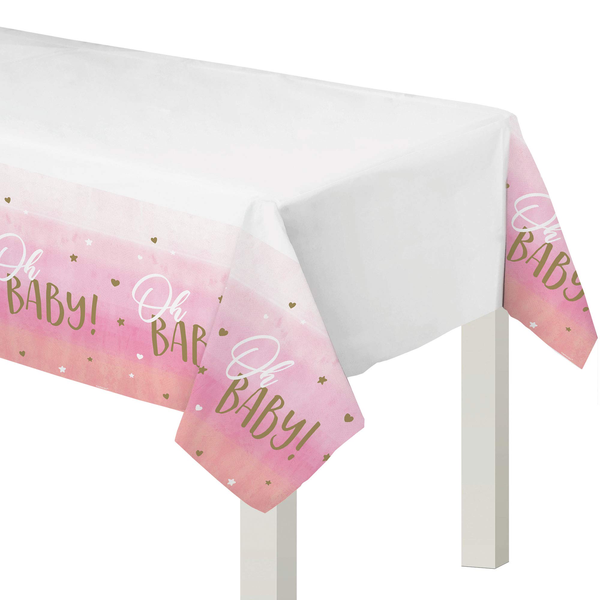 Nappe en papier Oh Baby rose amscan 137x259 cm pour anniversaire