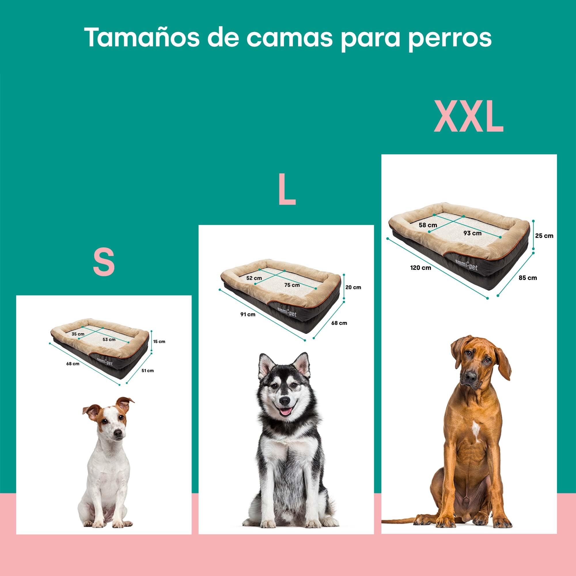 Emmi-pet Cama ortopédica para perros grandes – 91 x 68 x 20 cm, sofá lavable ideal después de un largo día lleno de diversión y acción, se adapta perfectamente a la forma del cuerpo