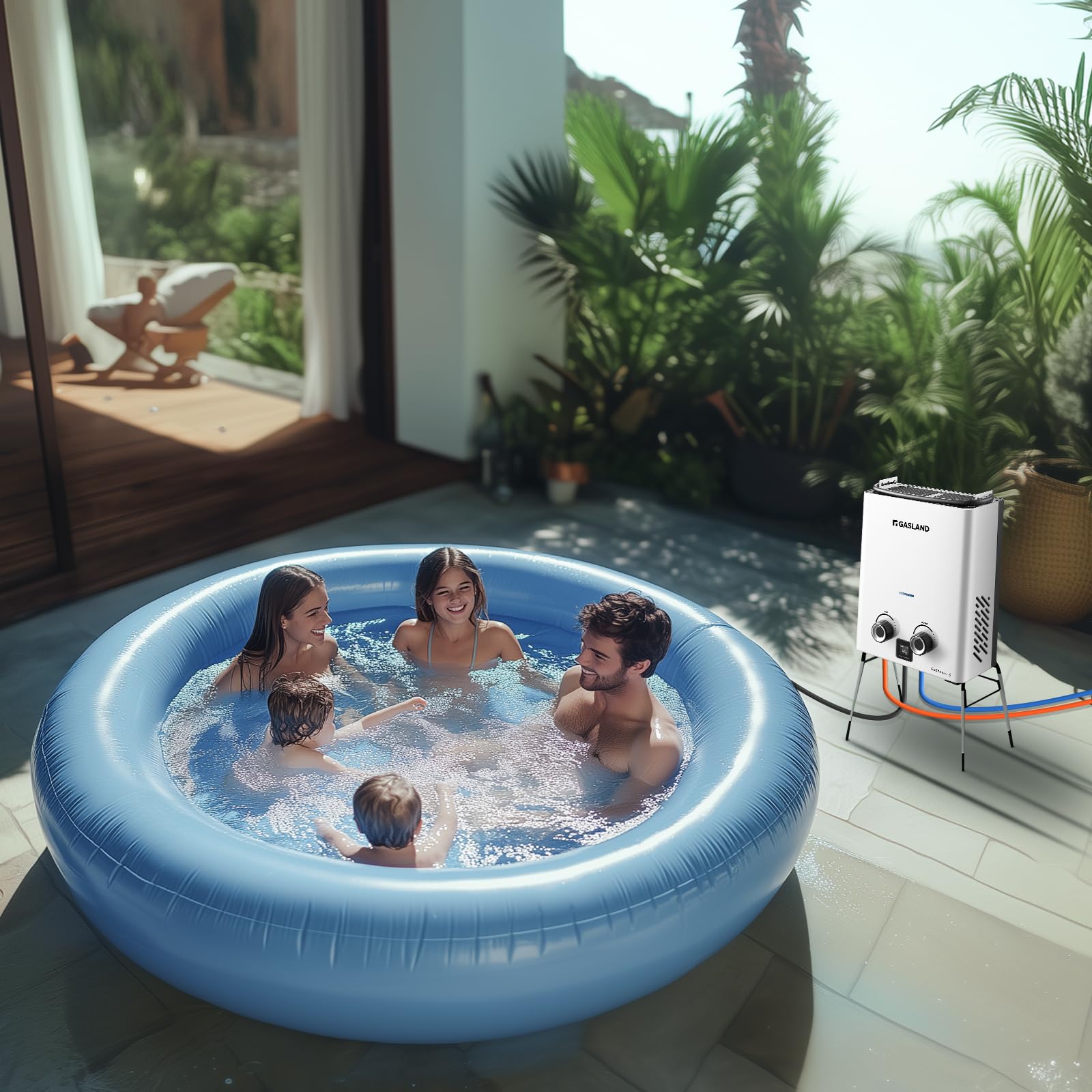 GASLAND GO Shower G5, scaldabagno a gas da esterno 5L/Min propano (37 mbar)/butano (28-30 mbar), scaldabagno a gas per esterni, scaldabagno a GPL, doccia calda da campeggio
