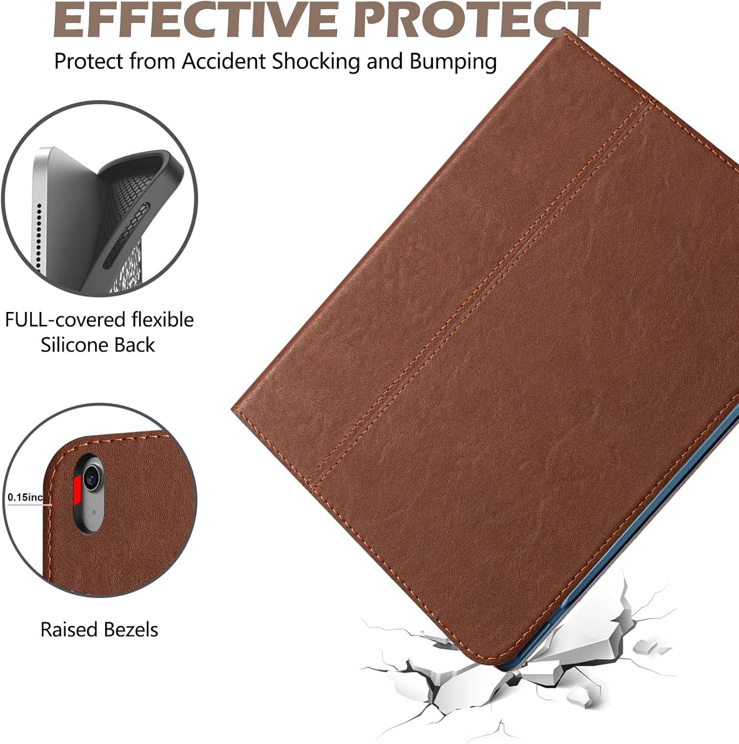 Genuine Leather Case for iPad 11th Gen. A16 2025, iPad 10th Gen. 10.9 Inch 2022,Vegetable Tanned Leather Smart Folio Cover with Auto Wake/Sleep,Adjustable Stand,Anti Slip,Red Brown