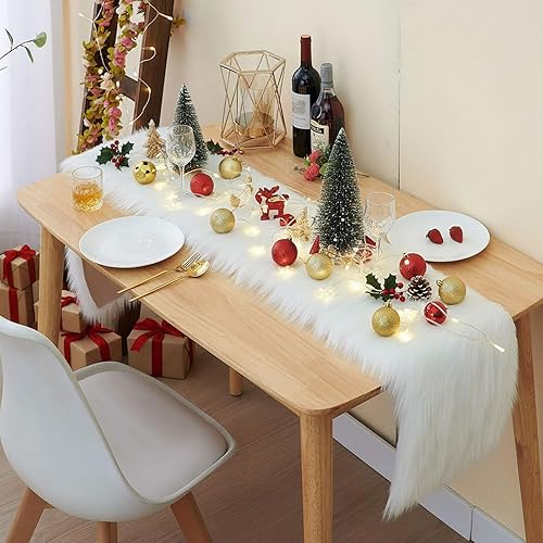 Miniatura 2 de Camino de mesa de Navidad de piel sintética, decoración de mesa de comedor del hogar para vacaciones, fiestas, Navidad, Halloween, Acción de