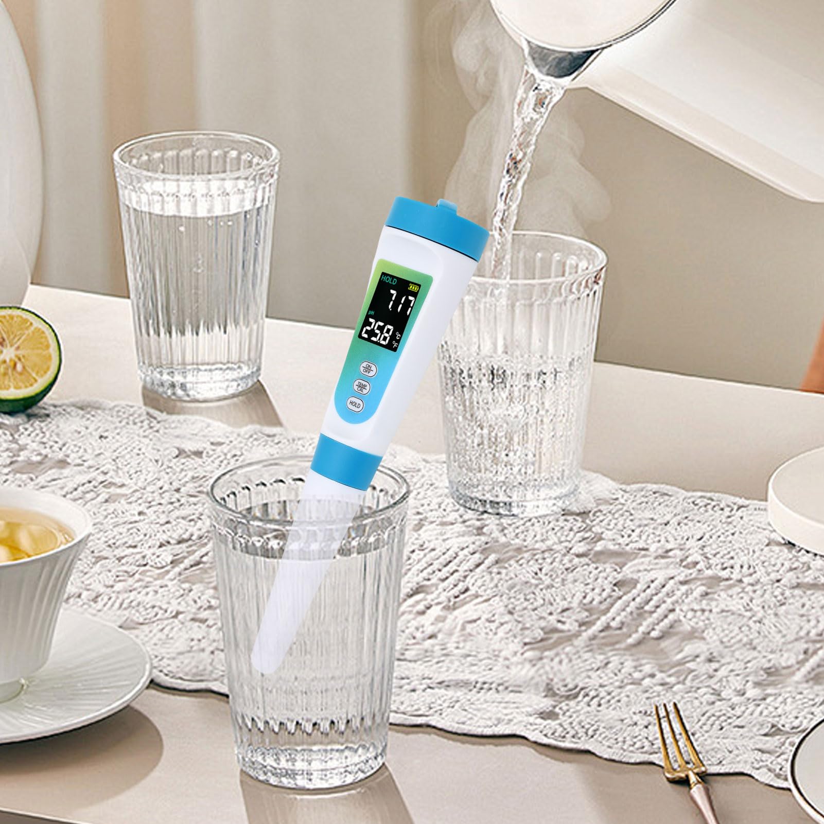 Bewinner Medidor de Ph Digital para Alimentos, Lápiz de Tester de Ph de Alta Precisión de 0.01 con ATC, para Pan de Masa Fermentada, Queso, Carne, Salchichas, Vino, Cerveza, Pruebas de