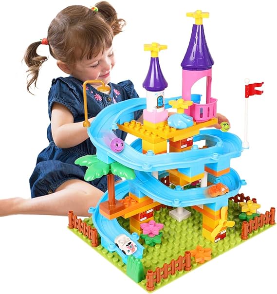 Marble Run Toy Building Sets, 161Pcs Castle Building Duplos