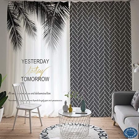 Amazon Co Jp 北欧カーテン おしゃれ 遮光 リーフ柄 ポップ かわいい ブラック アジャスターフック付き 天然素材 綿麻調 厚地 遮像 西海岸 2枚組み 個性デザイン タッセル付き 寝室 居室 リビング インテリア 引越し祝い 新築祝い オーダー可能 洗濯可能 幅100cm 丈