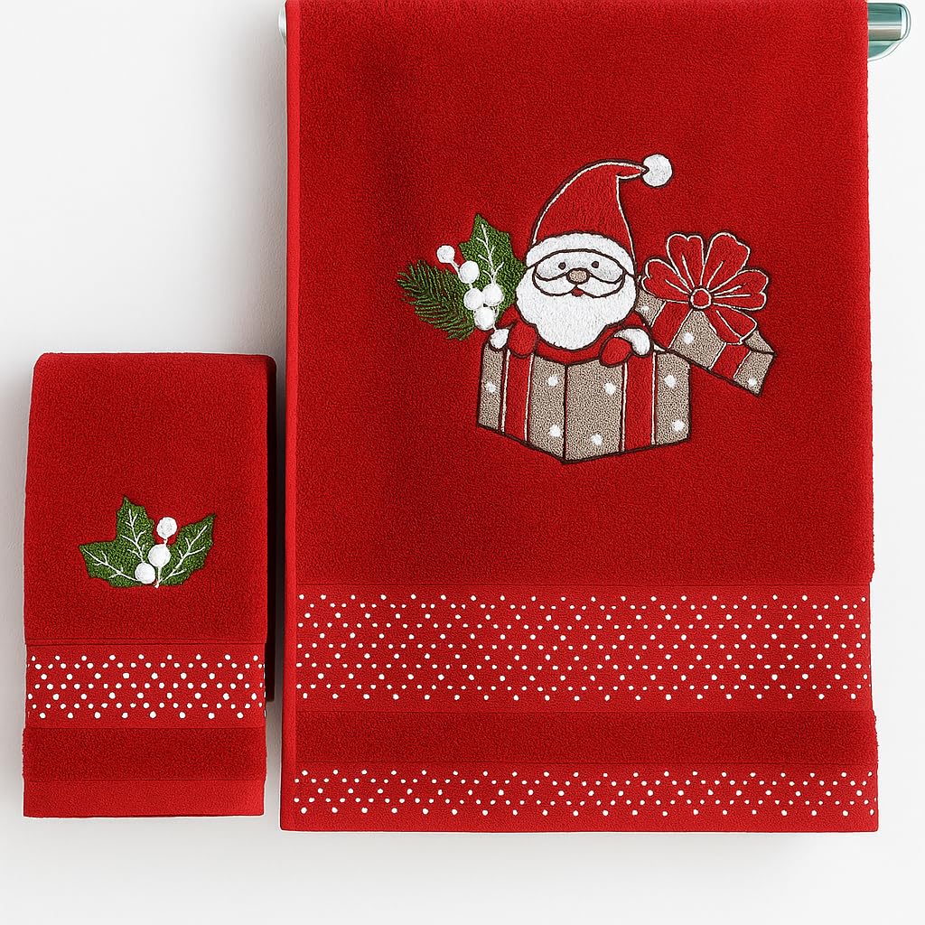 Serviettes de Noël en éponge rouge pour décorer votre cuisine de fête