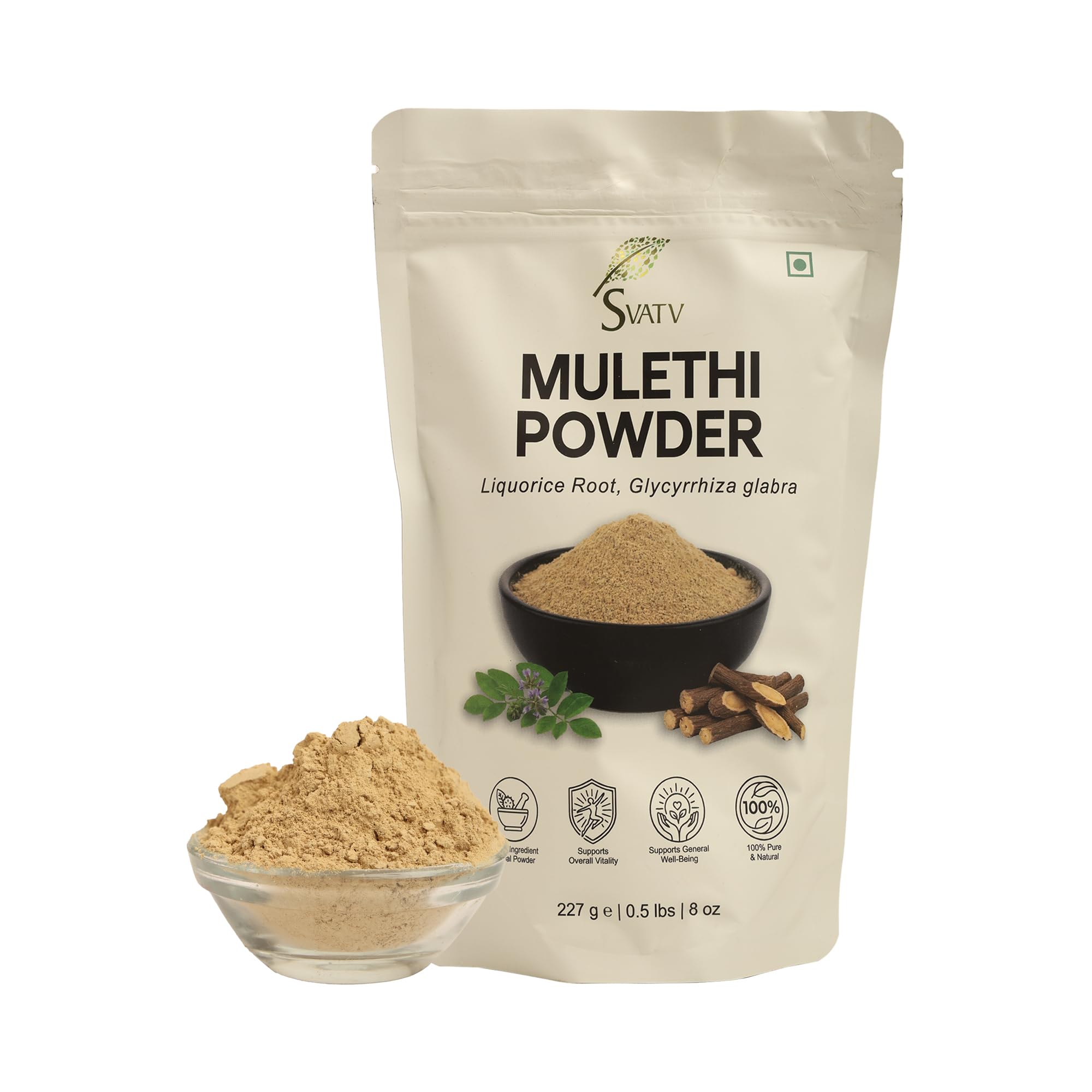 Liquirizia in polvere | Pure Glycyrrhiza glabra | Mulethi | Yashtimadhu - Dimensioni - 227 g, mezzo chilo, 8 once