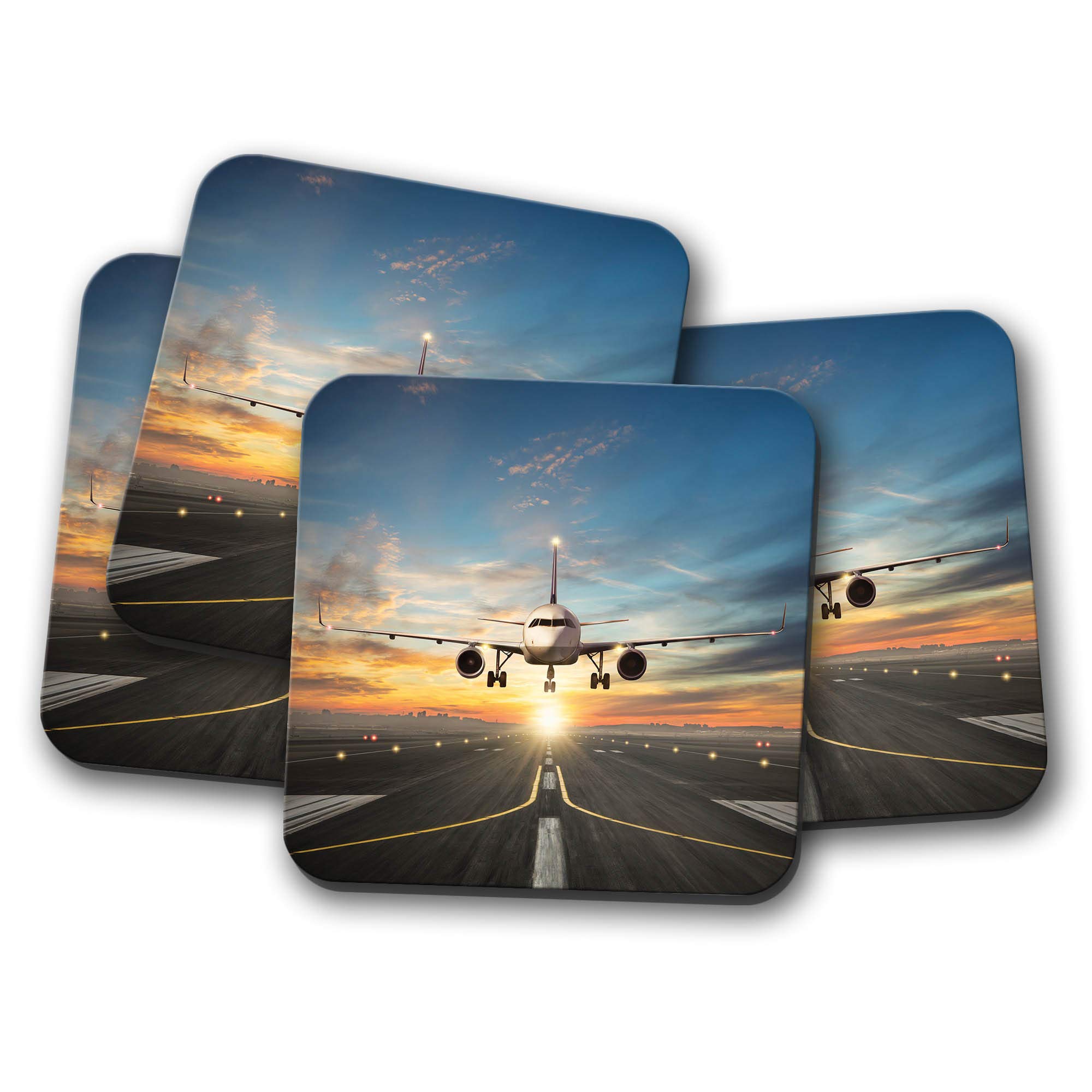 Destinationvinyl Multicolor 4 Set - Flying Plane Coaster - Jet Aircraft Aeroplane Dad Fun #8561