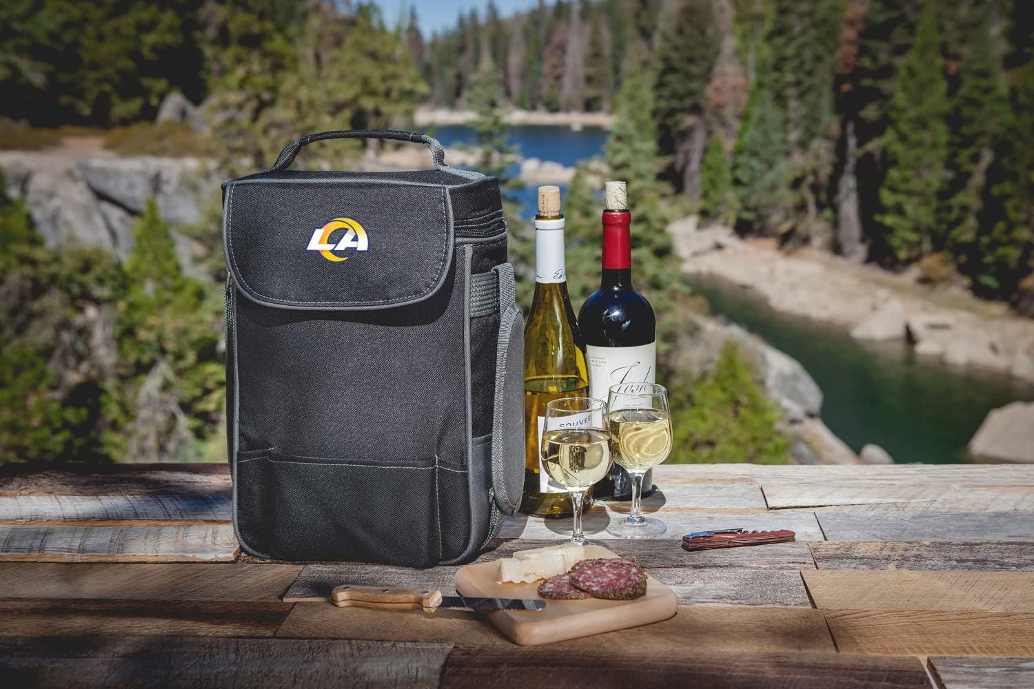 PICNIC TIME NFL Duet Tote, Insulated Wine Bag with Cheese Board