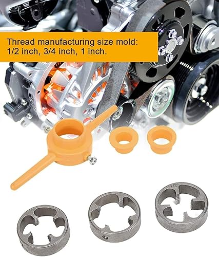 Miniatura 2 de Herramienta de roscado de tubos, práctica práctica enhebradora de tubos de 60 grados con 3 moldes de diferentes tamaños para tubos de plástico NPT