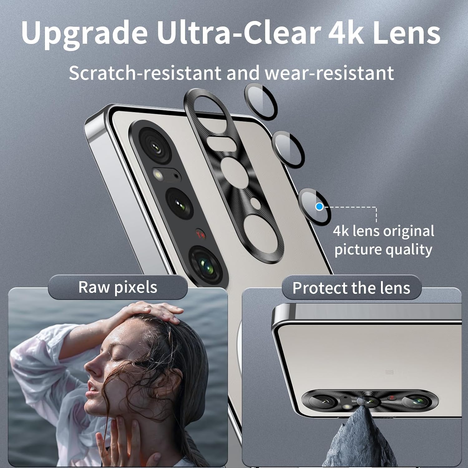Metal Case for Sony Xperia 1 VI (2024), Military-Grade Metal Bumper Shockproof Translucent Cover Matte PC Back Cover with Magnetic Wireless Chager Camera Lens Protection (Silver)