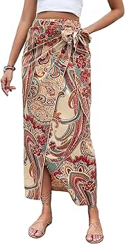 Amazon.com: OYOANGLE Women's Boho Paisley Print High Waist