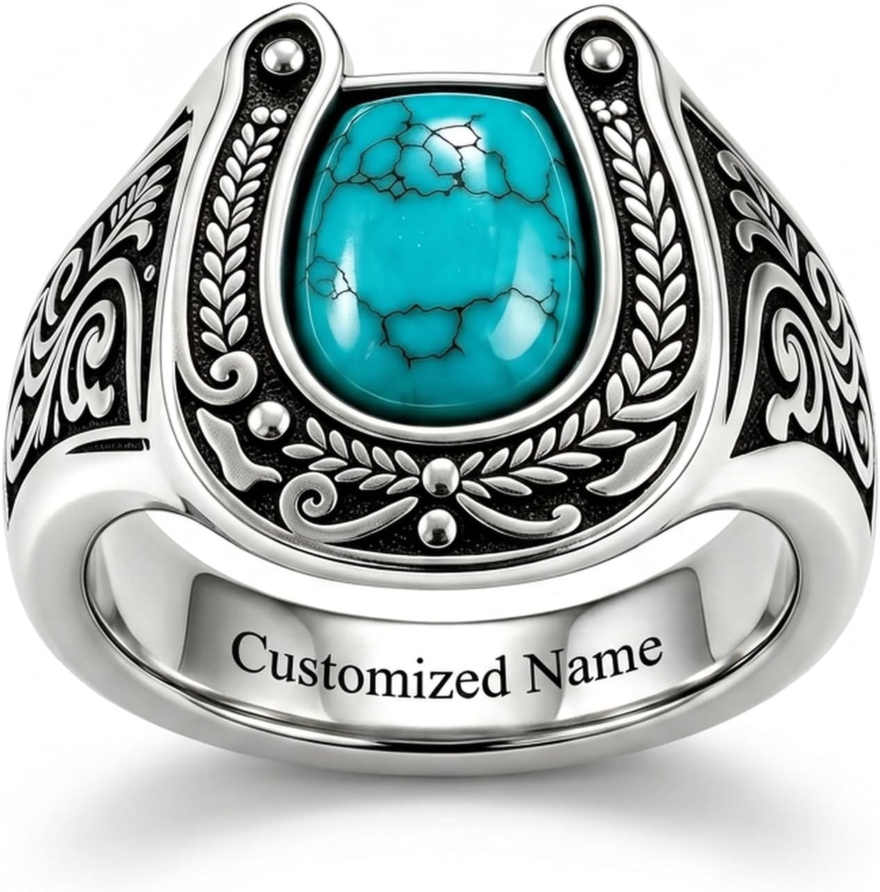 Dacc & Aya 925 Sterling Silver Vintage Turquoise/Onyx/Tiger Eye Western Signet Ring For Men