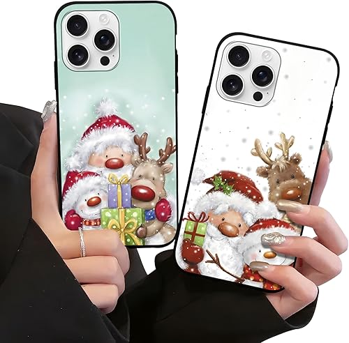Stradvnaly 2 Pièces Coque pour Apple iPhone 16 Pro 6,3", Christmas Étui en Silic