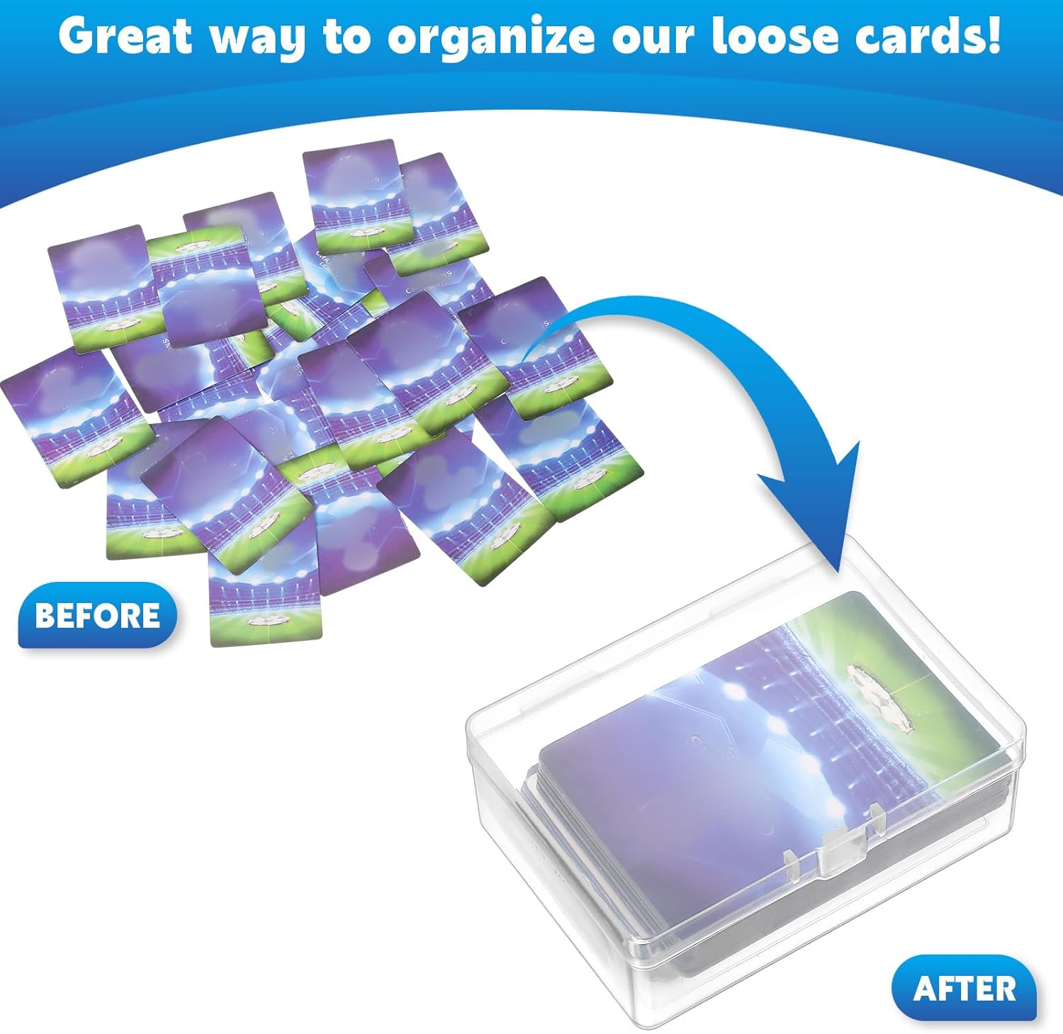 Vicenpal 48 Pcs Playing Card Boxes Clear Plastic Deck Cases Trading Card Storage Boxes Game Cases Holder 4.05 x 2.91 x 1.35 Inch