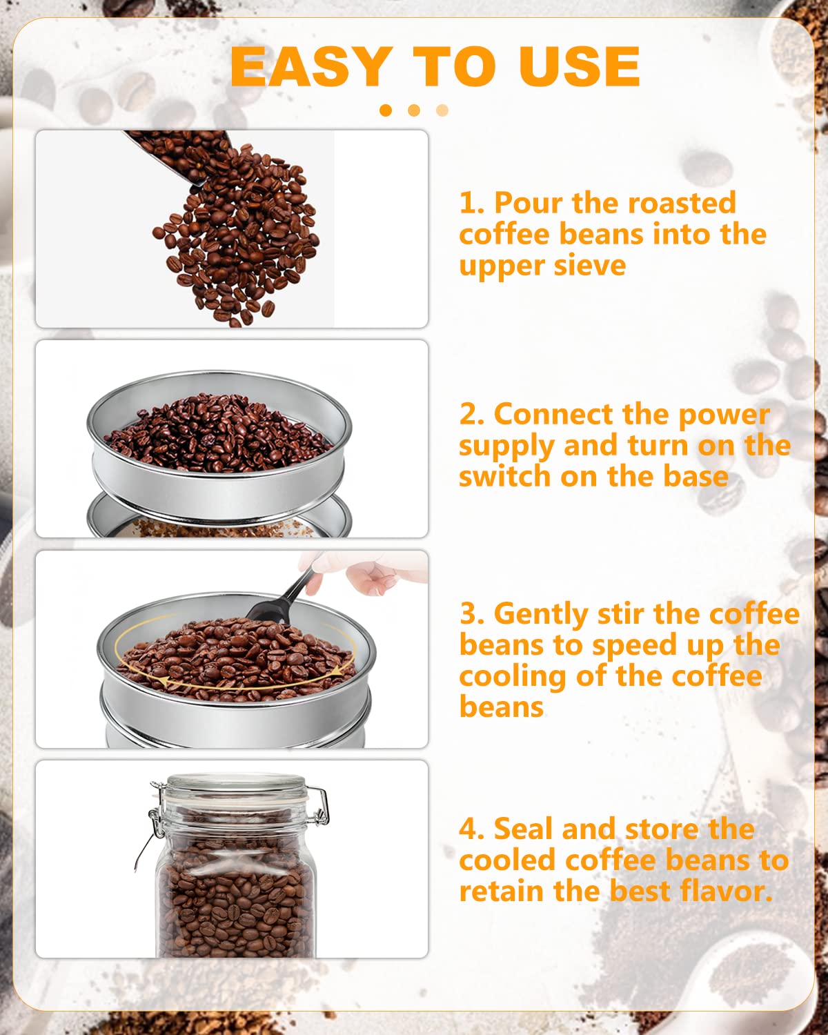 YUCHENGTECH Refroidisseur de Grains de café 500g Refroidisseur de torréfaction de Grains de café électrique Refroidisseur de Grains de café à la Maison avec Filtre à Double Couche 220V