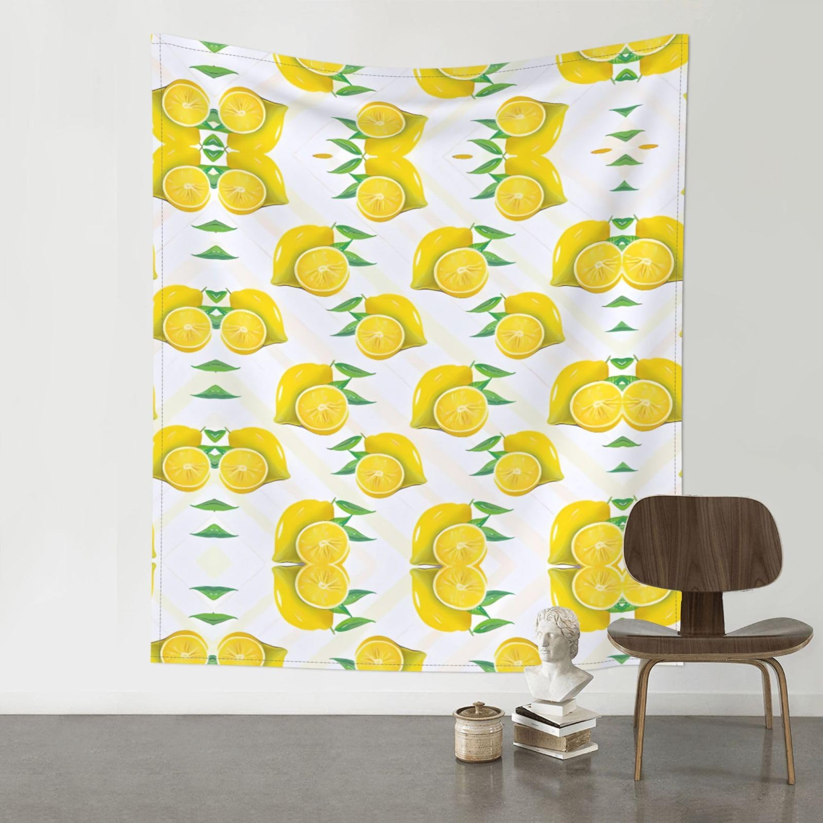 YYHWHJDE Yellow Lemon Prints 60x51in Wall Tapestry – High-Grade Polyester Throw for Dorm, Beach & Home Decor