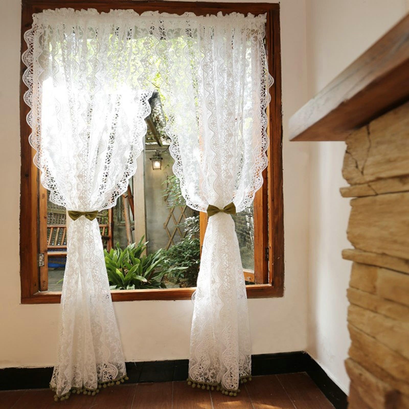 Rideau fenetre chambre Beydodo voilage blanc dentelle 125x200 cm