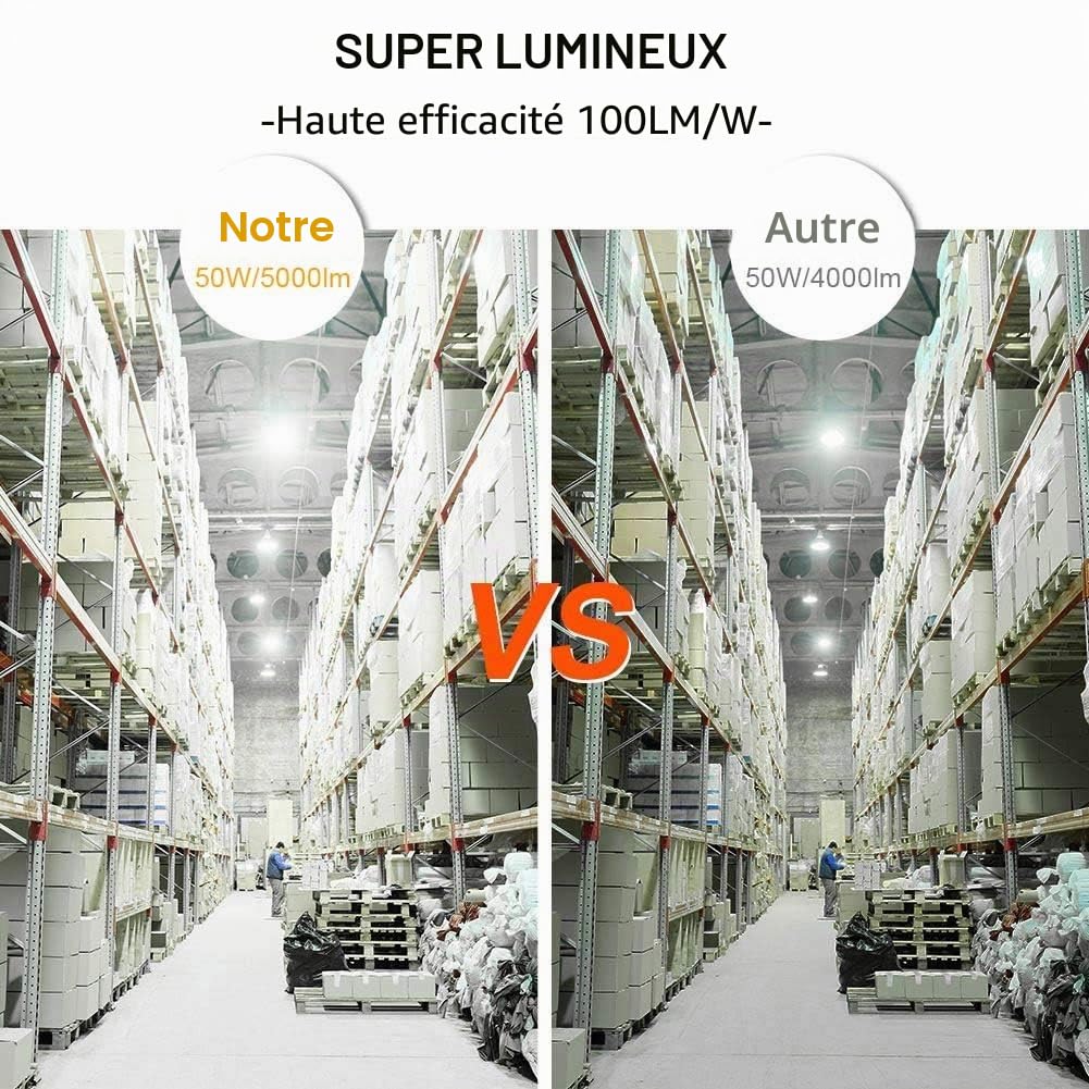DragonLight Lot de 2 ampoules LED à lumière de maïs super lumineuses 50W (remplace 350W) – Ampoule LED Edison E27/E40 – Blanc froid 6000K 5000lm pour éclairage commercial – garage, atelier