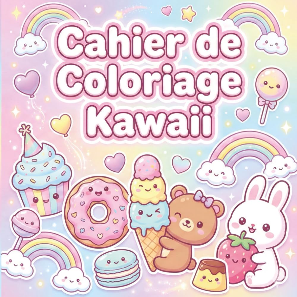 Cahier de Coloriage Kawaii: Dessins simples et charmants à colorer — parfait pour offrir un instant de relaxation et développer l’imagination