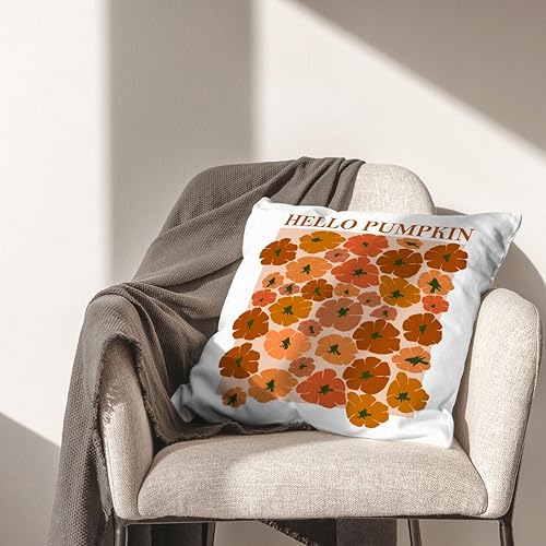 Miniatura 4 de Fundas de almohada de otoño de 18 x 18 pulgadas, funda de almohada reversible de temporada de otoño con texto en inglés "Hello Pumpkin", decoración