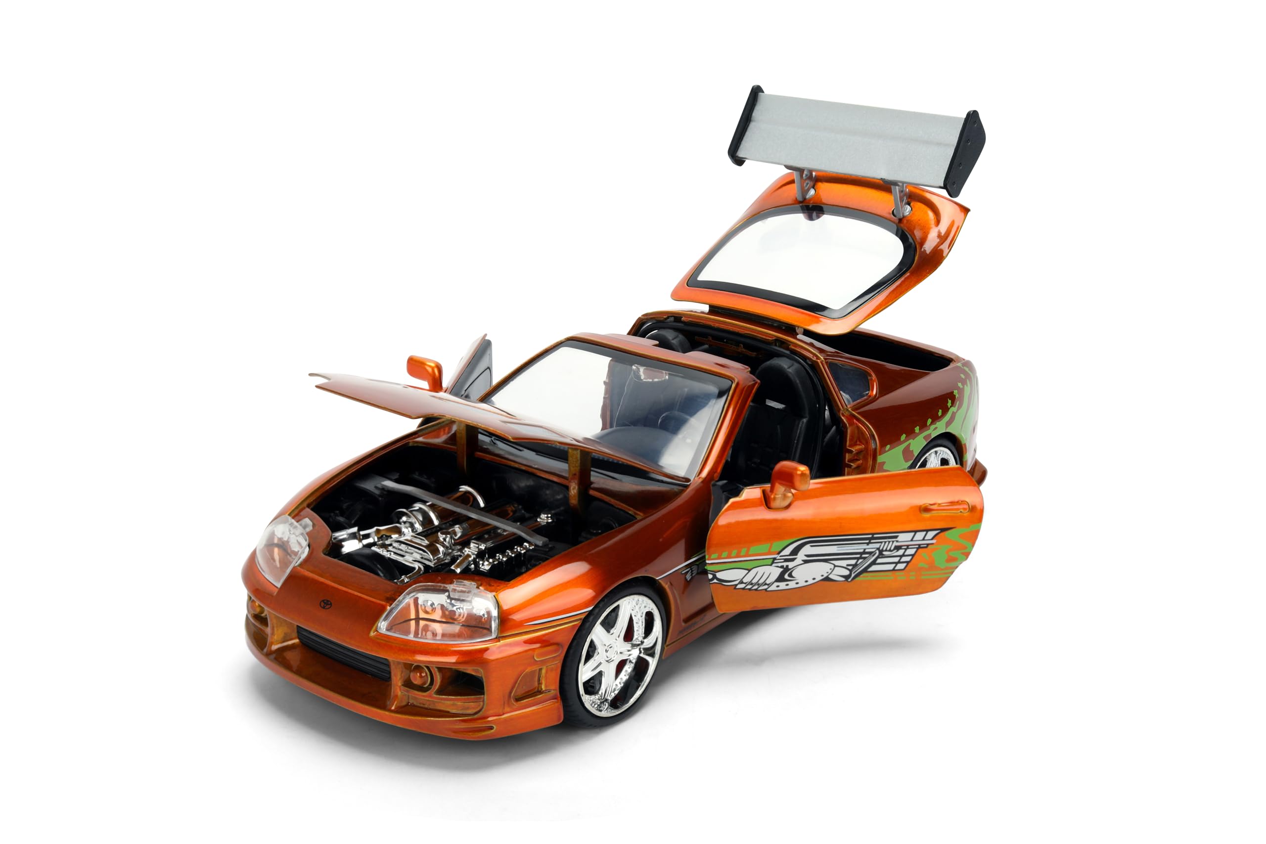 Modellino di auto pressofuso compatibile con Fast & Furious 25th Anniversary Edition 1:24 Brian's Toyota Supra in colore spazzolato di Jada