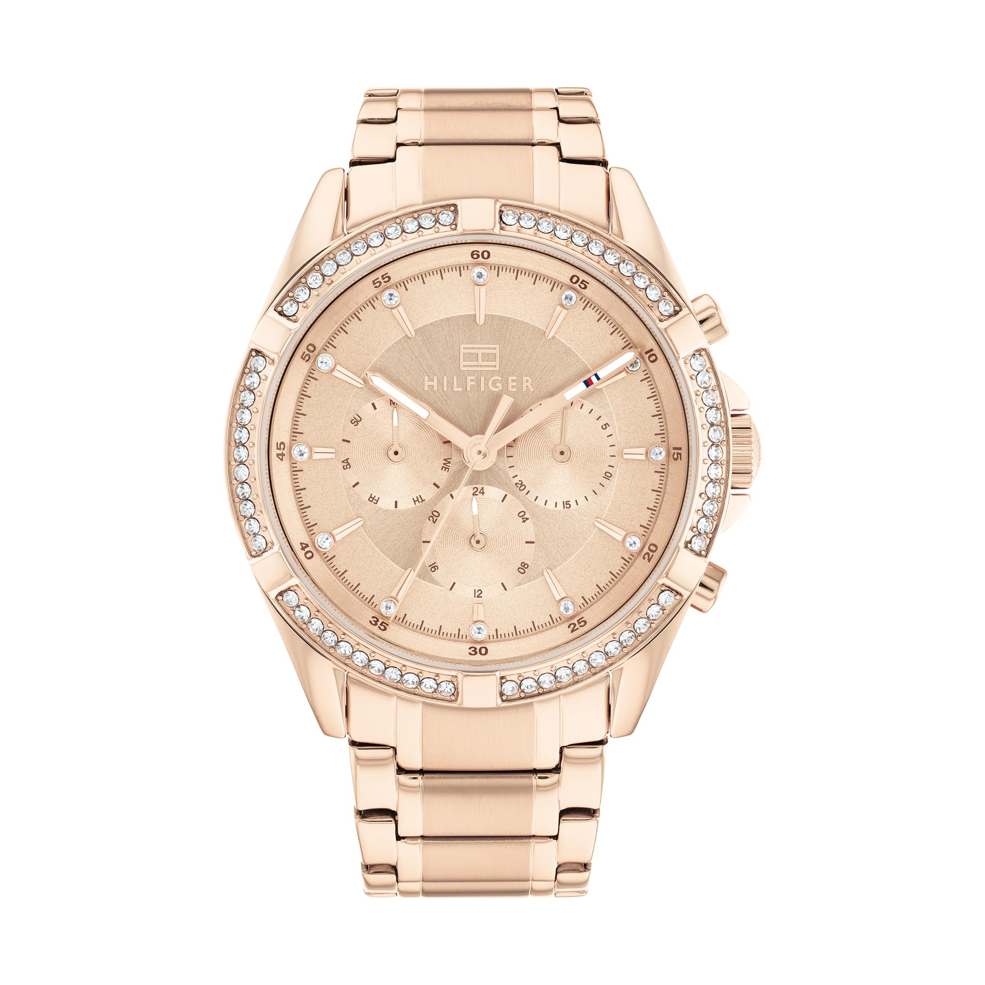 Tommy Hilfiger Analogue Multifunction Quartz Watch for Women with Carnation Gold Colored Stainless Steel Bracelet - 1782558