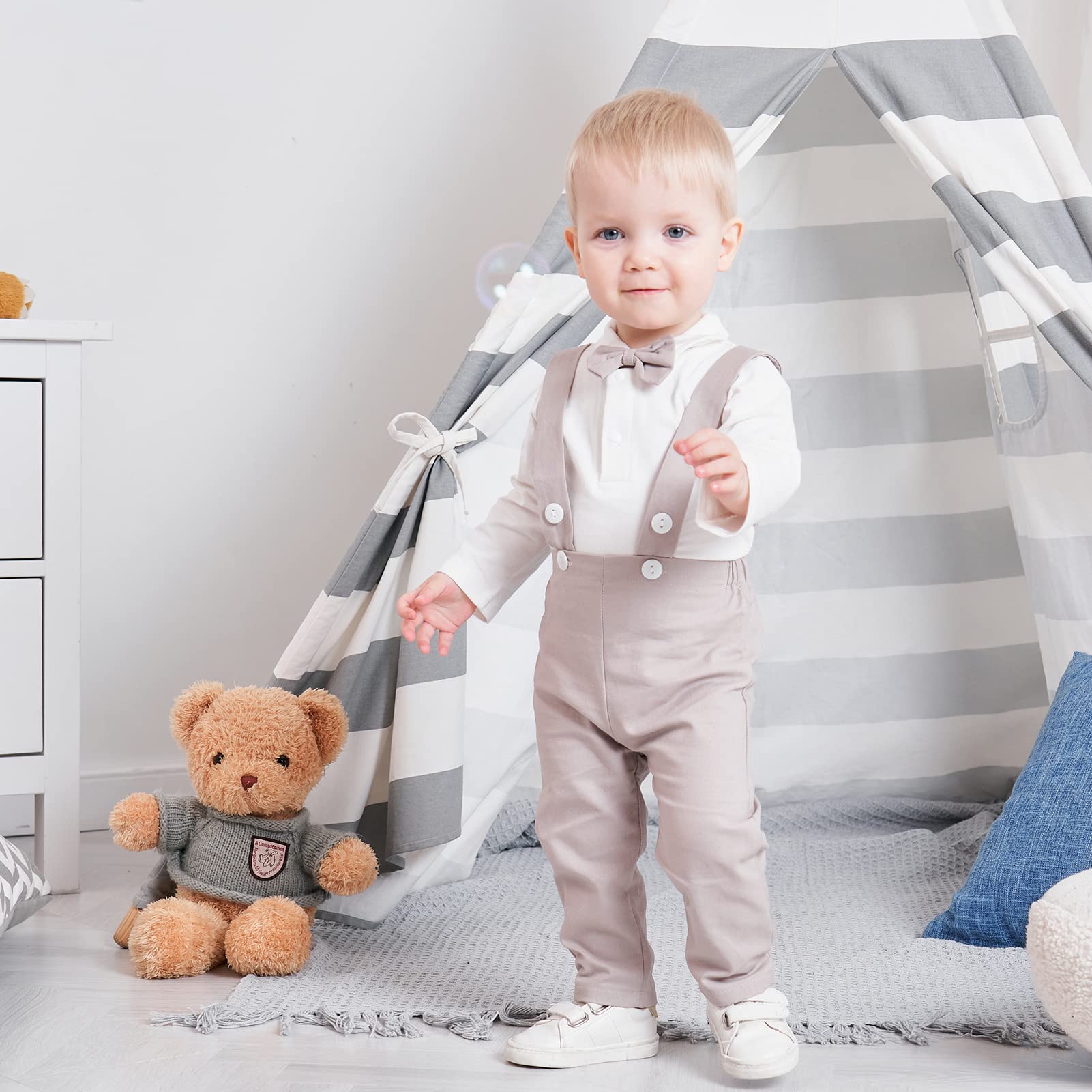 Bébé Garçons Costume De Baptême Gentleman Vêtements Ensembles Toddler Garçons À Manches Longues Cravate Costume De Mariage pour Le Printemps Automne