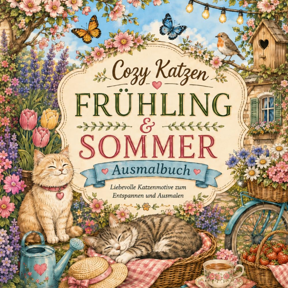 Cozy Cats Frühling & Sommer: Ausmalbuch mit liebevollen Katzenmotiven zum Entspannen und Ausmalen