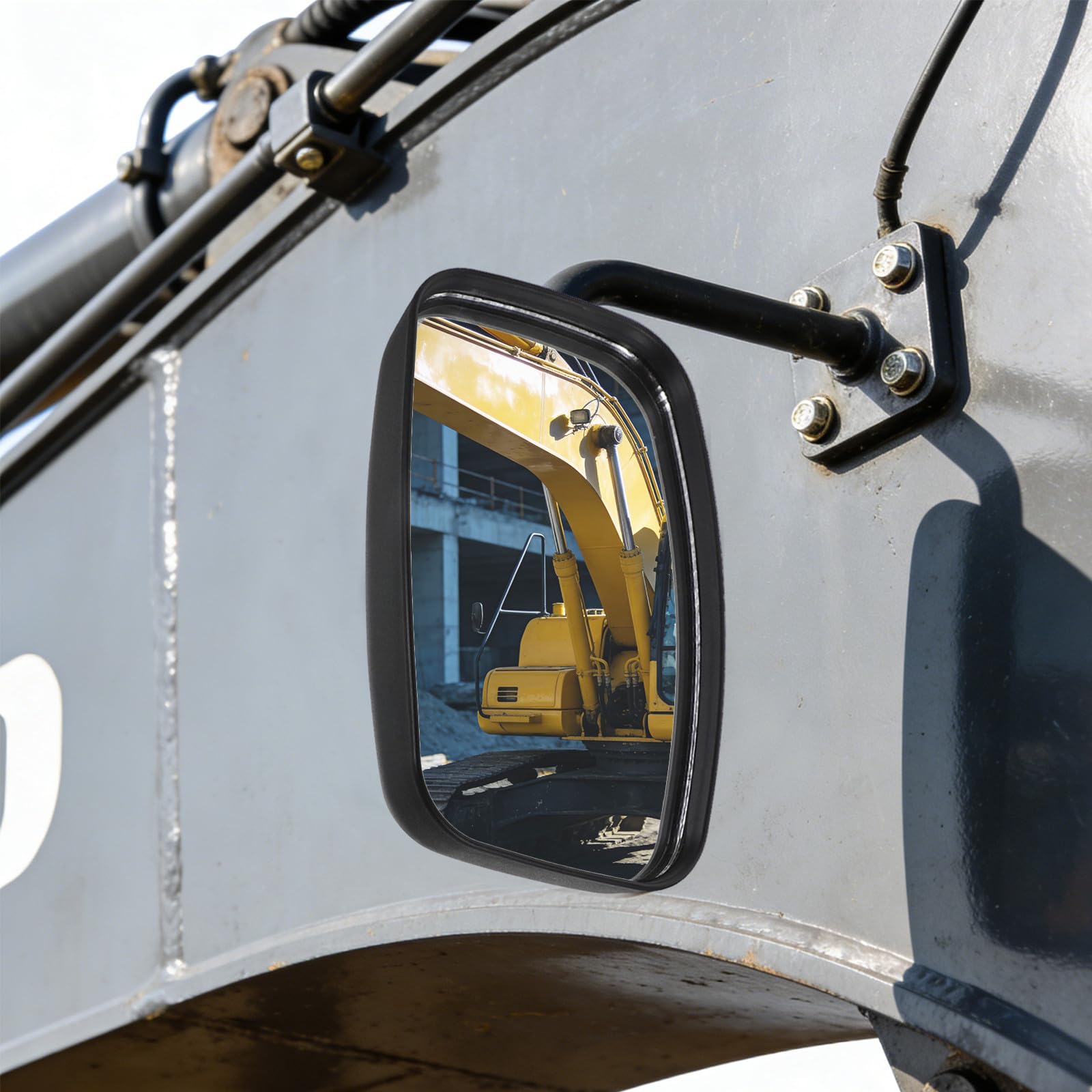 Espejo Retrovisor Interior para Excavadora y Tractor, Resistente al Desgaste Ángulo de Visión Amplio, Material Plástico y Vidrio, Seguridad en Reversa en Zonas de Construcción
