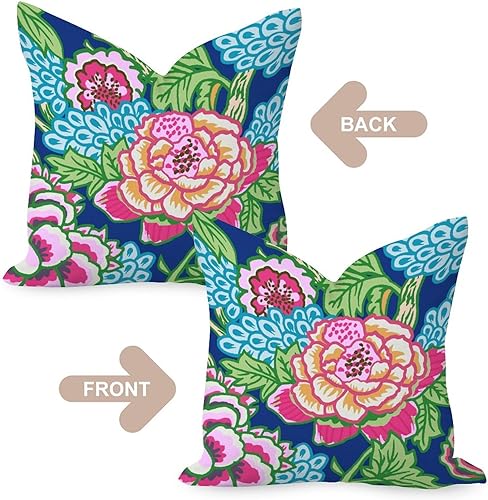 Miniatura 3 de MangGou Juego de 2 fundas de almohada florales brillantes y alegres estilo chinoiserie para el hogar