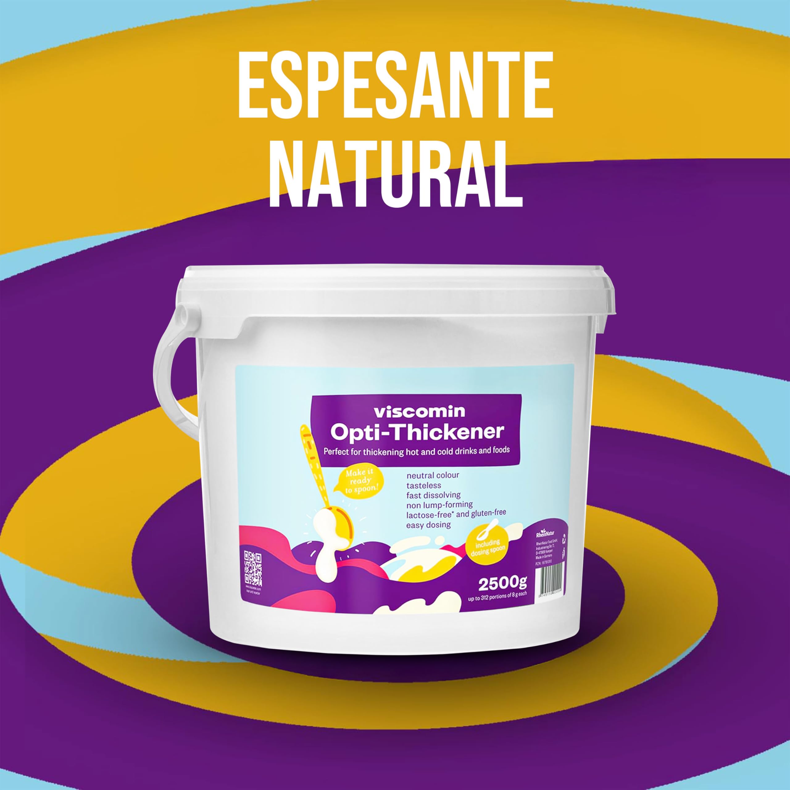 RheinNatur Viscomin Polvo espesante 2,5 kg - Polvo espesante para bebidas y alimentos - Espesante para espesar bebidas y alimentos - Natürliches Verdickungsmittel